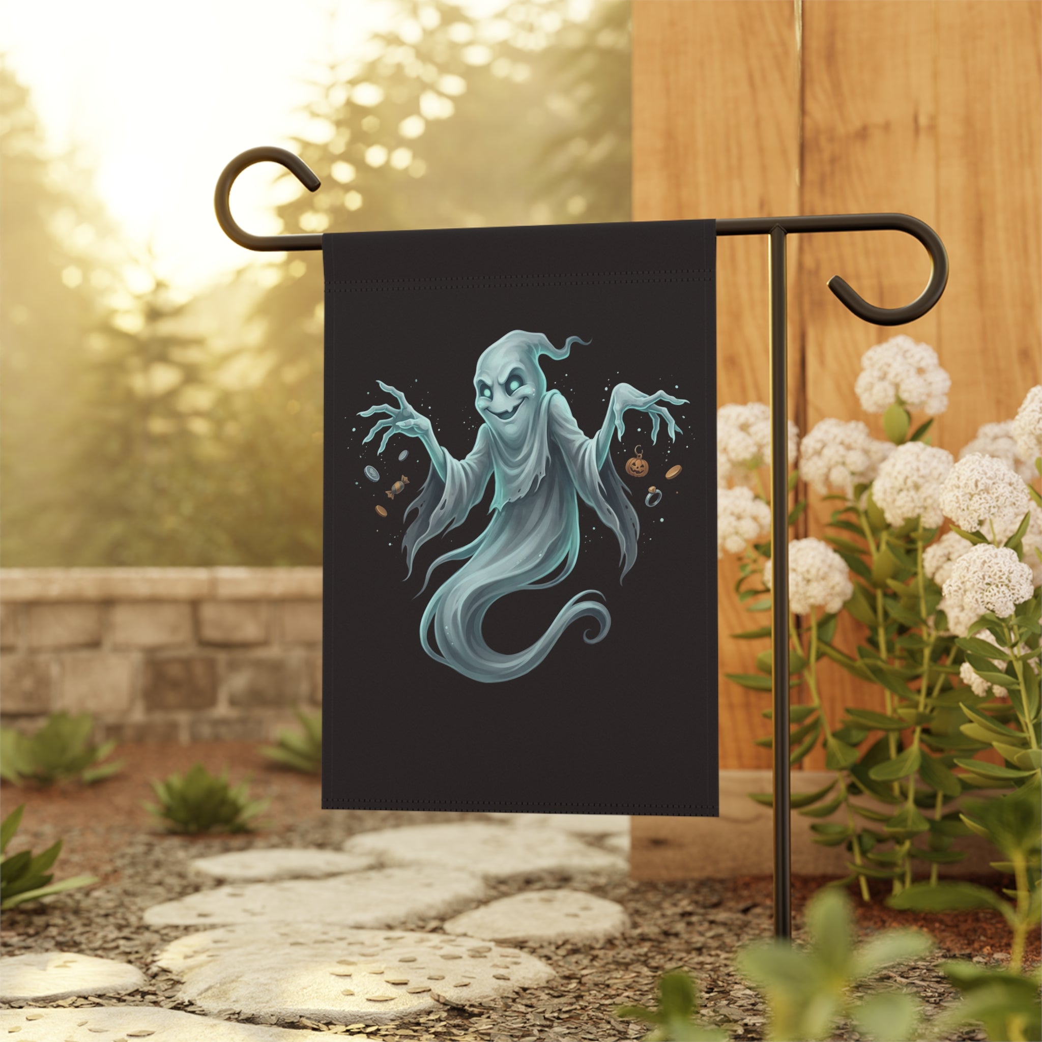 Hooded Ghost Treasure Halloween Garden & House Banner