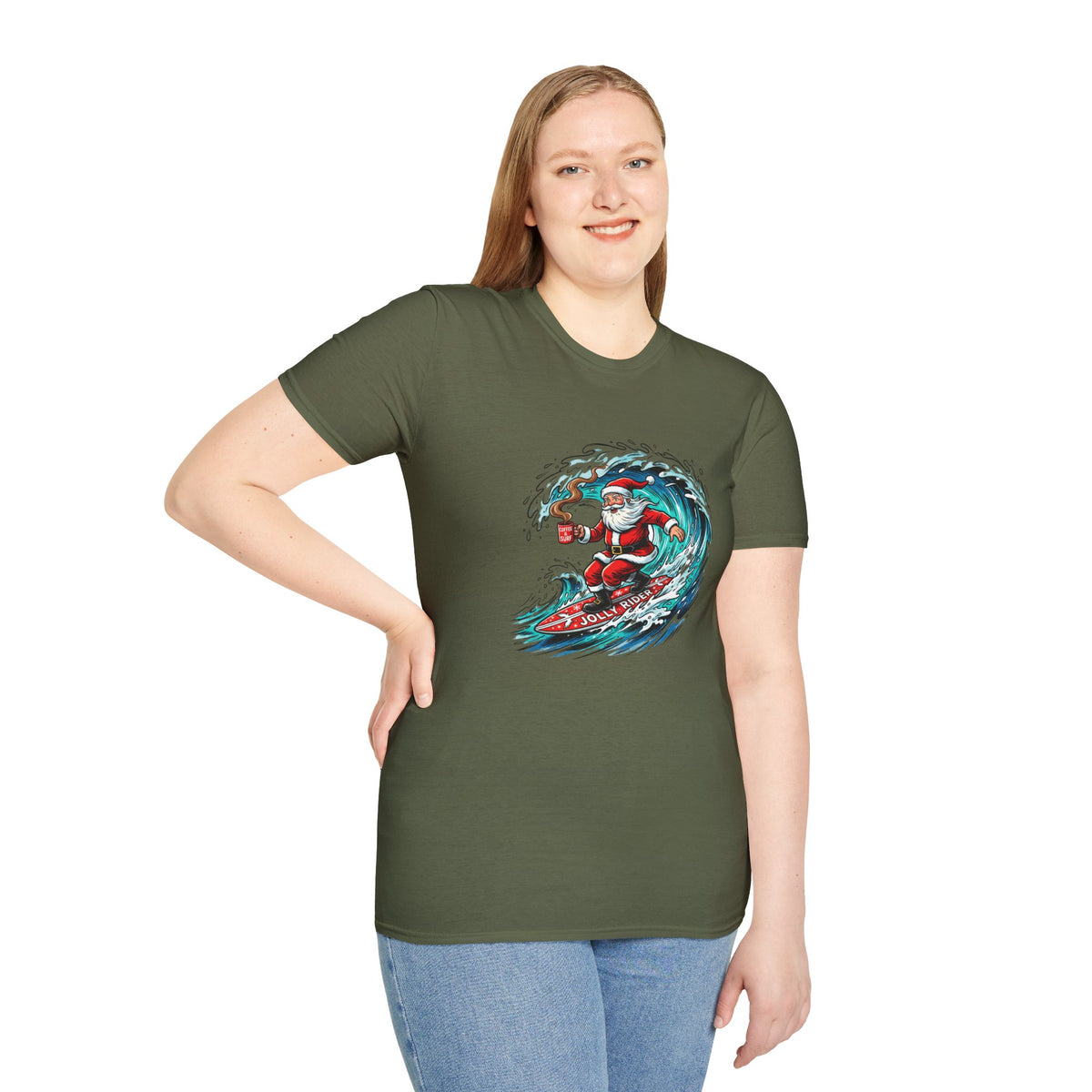 Santa Surfing T-Shirt — Surfing Santa Christmas Tee