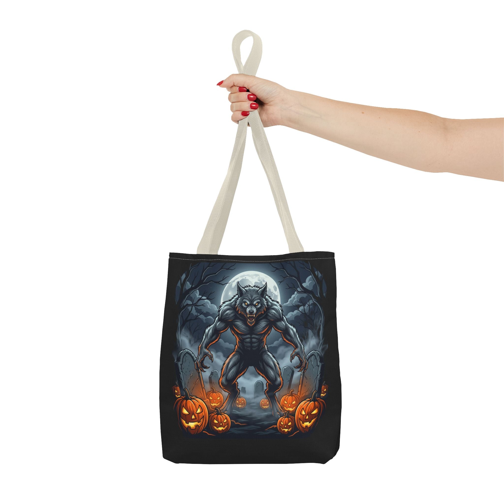 Werewolf Halloween Tote Bag — Full Moon Pumpkin Horror AOP Tote