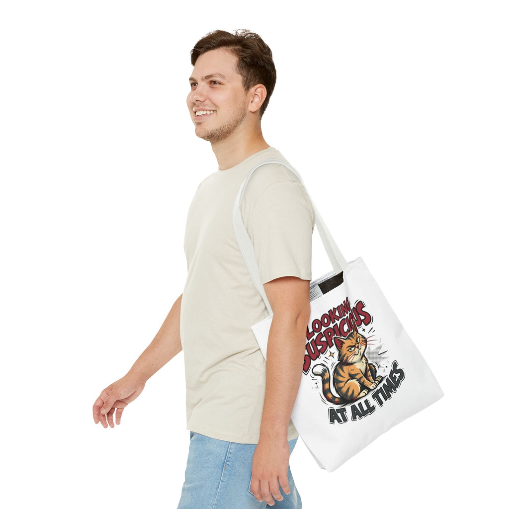 Looking Suspicious Cat Tote Bag - Funny Cat Lover Canvas Shopper
