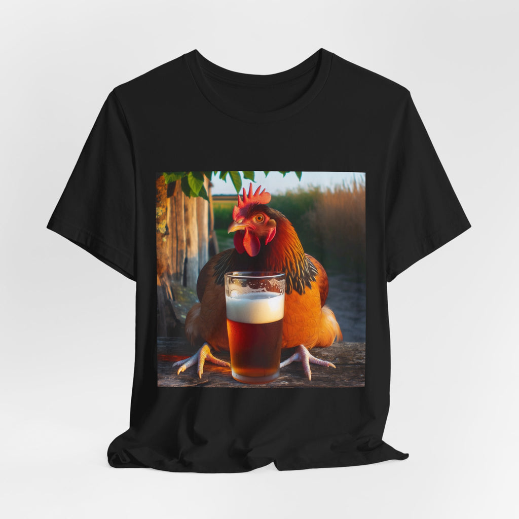 Funny Rooster with Beer Graphic Unisex T-Shirt