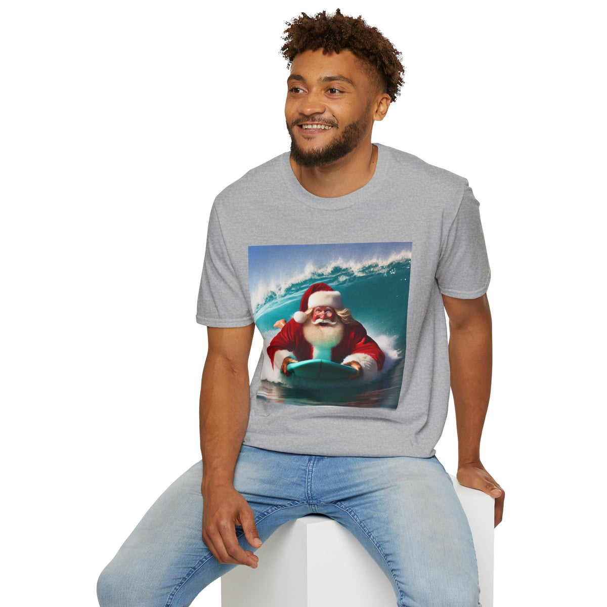 Surfing Santa T-Shirt — Funny Christmas Surf Holiday Tee