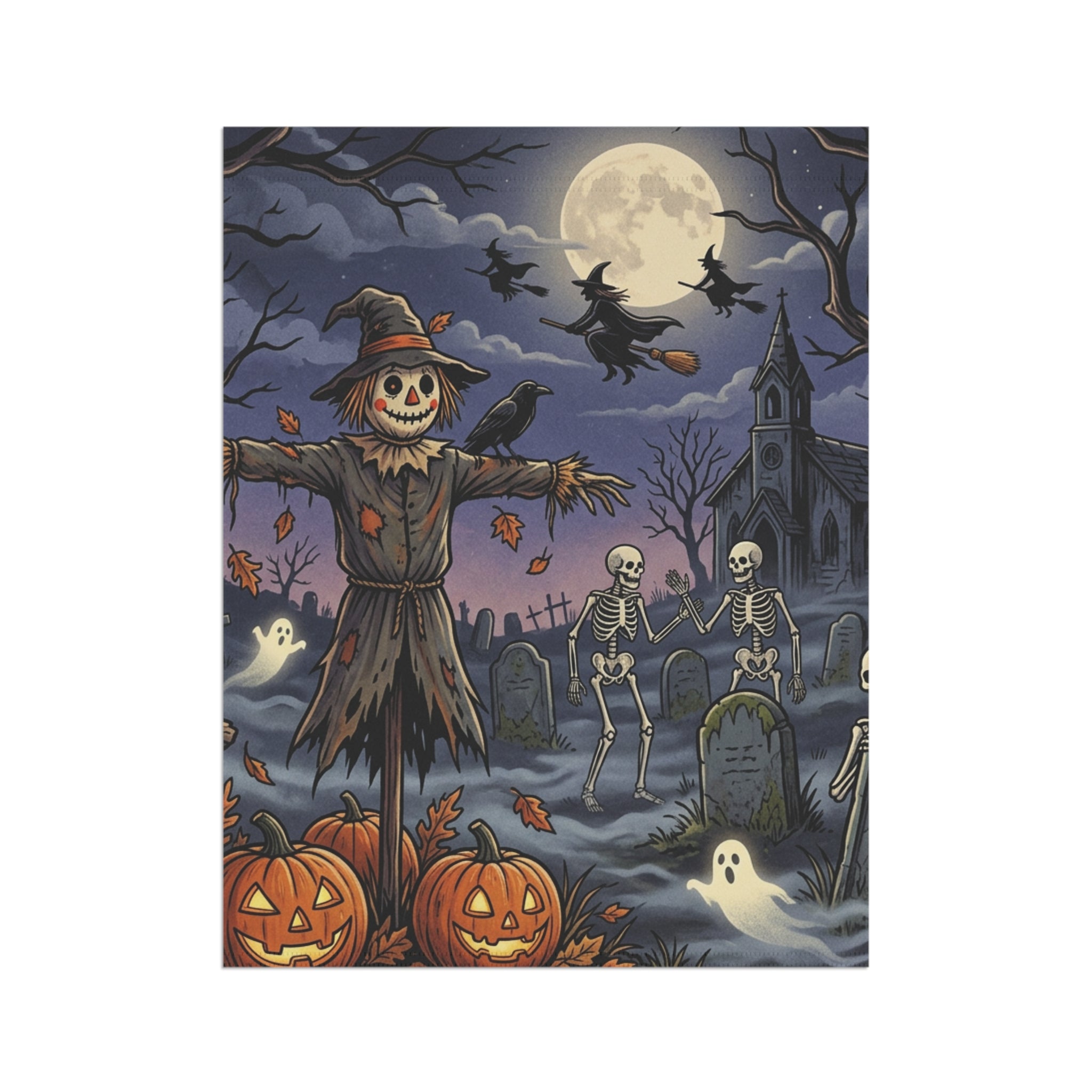 Halloween Scarecrow Garden Flag — Spooky Pumpkin Graveyard Yard Banner