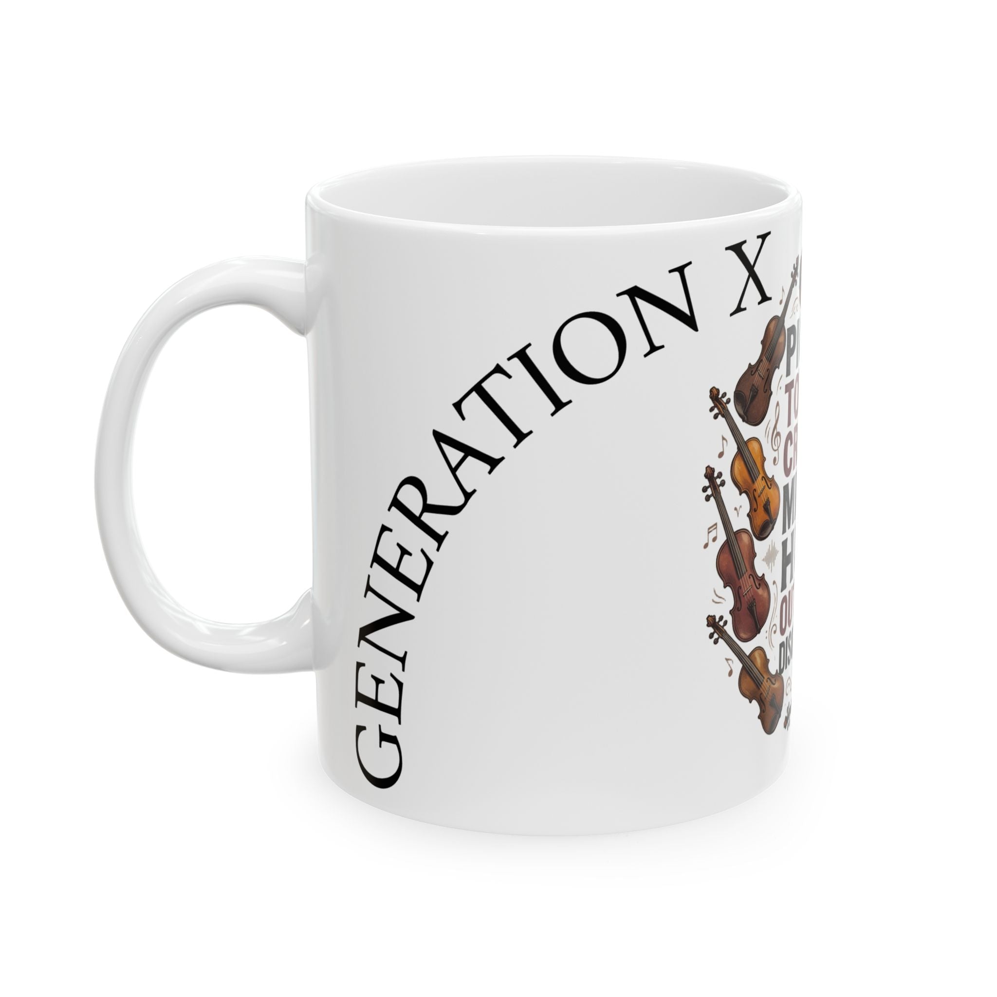 Violinist Mood Mug — 'Piqued Touchy Cranky Miffed Hurt Outraged Disgruntled' Ceramic Coffee Cup (11oz/15oz)