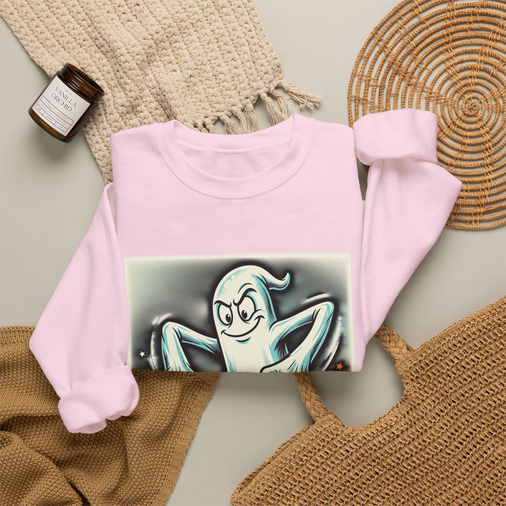 Vintage Candy Ghost Halloween Crewneck Sweatshirt