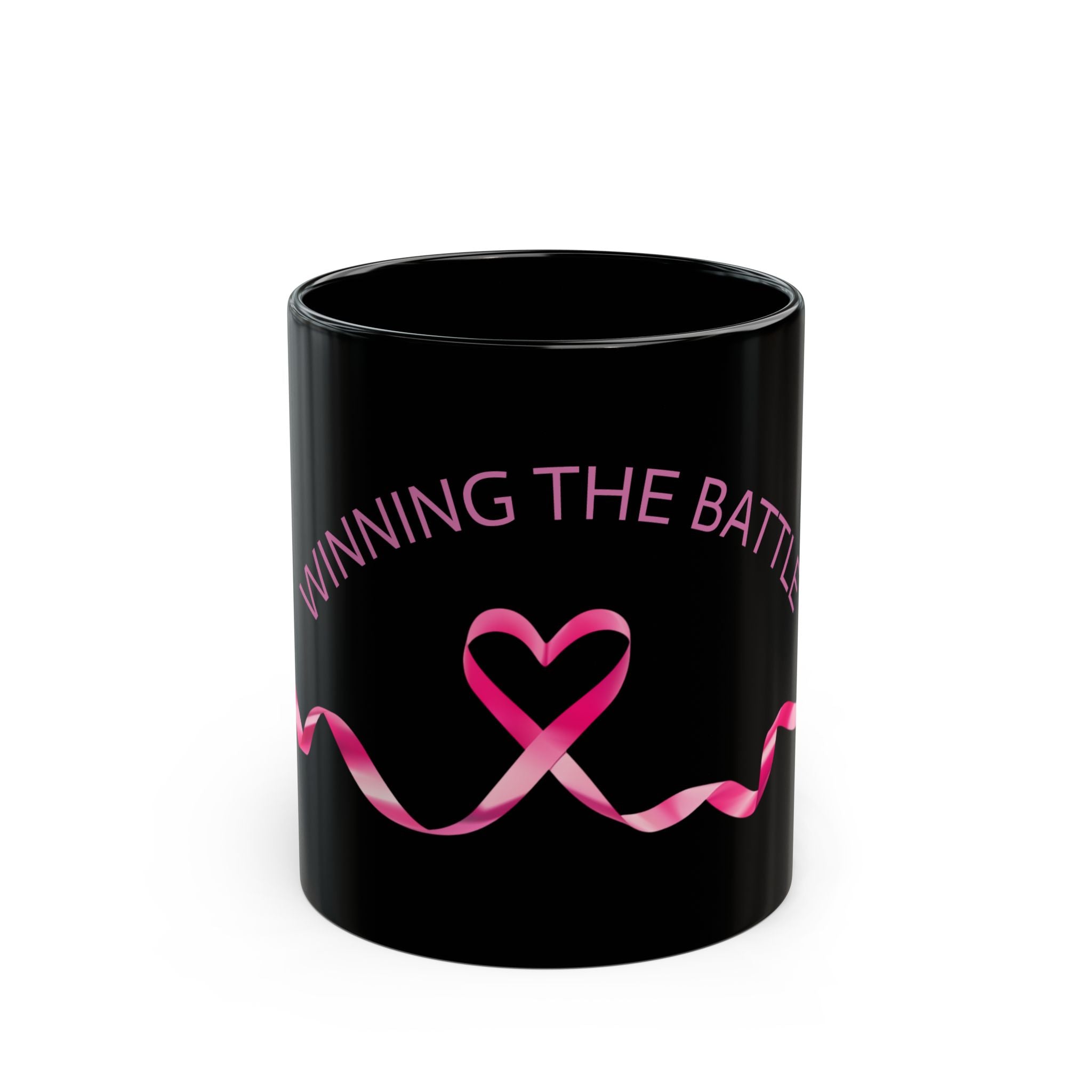 Winning the Battle Breast Cancer Support Black Mug