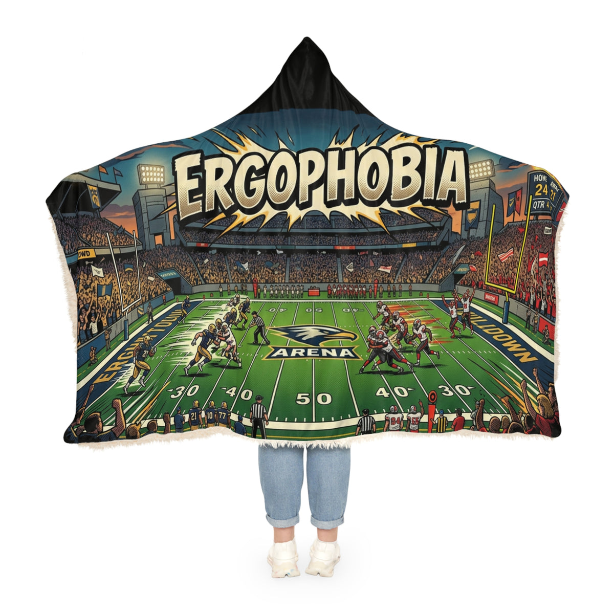Ergophobia Football Stadium Hooded Snuggle Blanket
