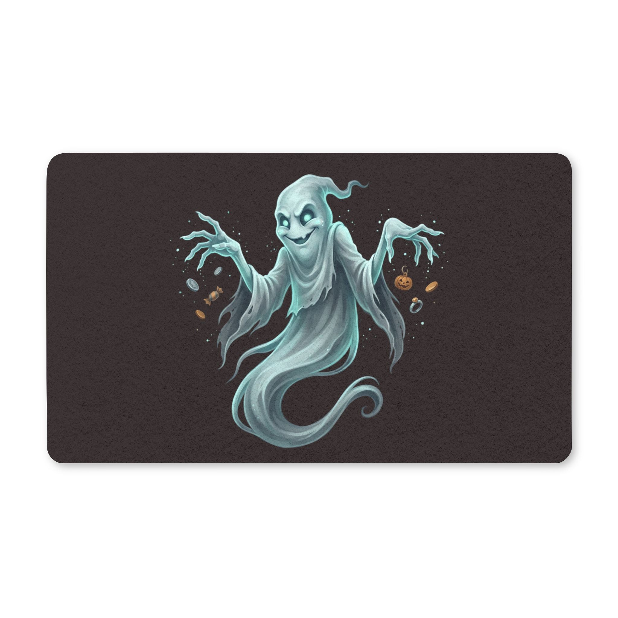 Teal Specter Halloween Polyester Doormat