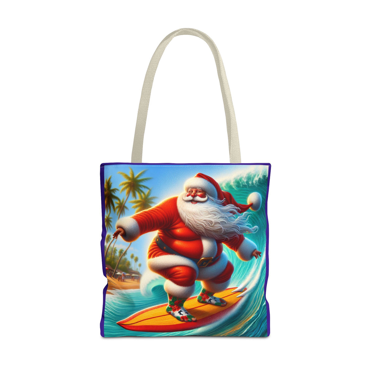 Surfing Santa Tote Bag — Tropical Christmas Beach Holiday Tote