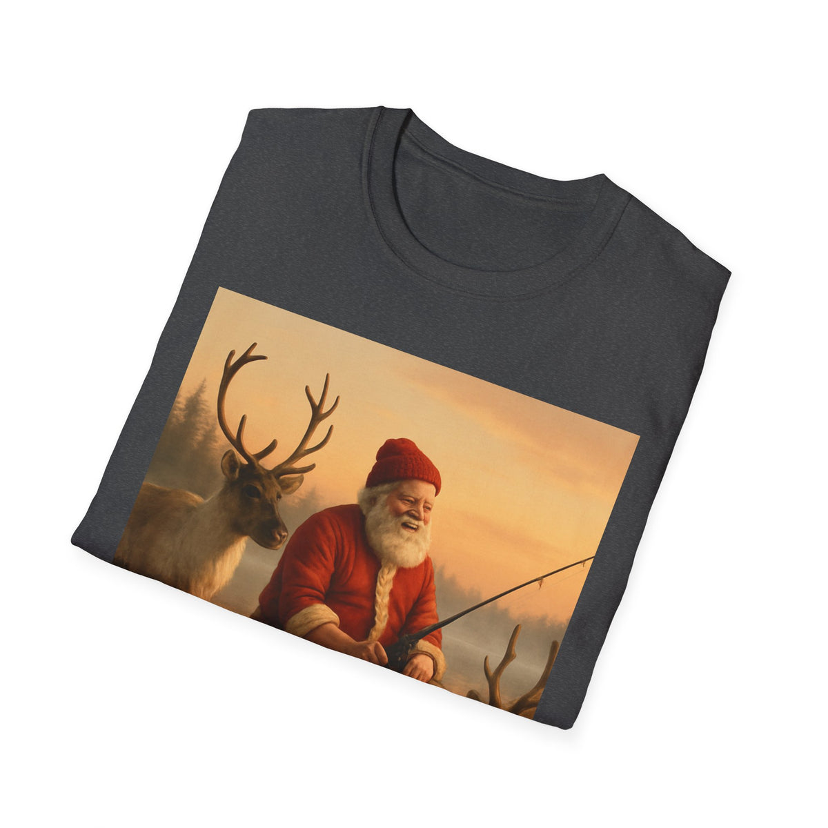 Santa Fishing with Reindeer T-Shirt