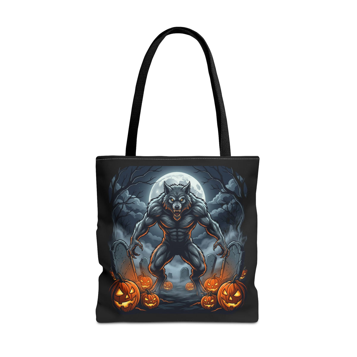 Werewolf Halloween Tote Bag — Full Moon Pumpkin Horror AOP Tote