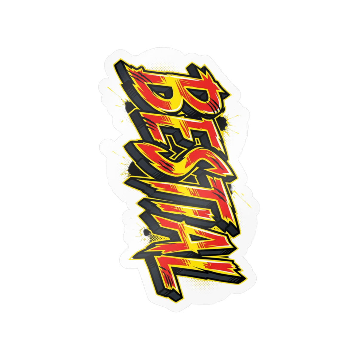 Bestial Flame Sticker - Kiss-Cut Vinyl Decal (Bold Grunge Logo)