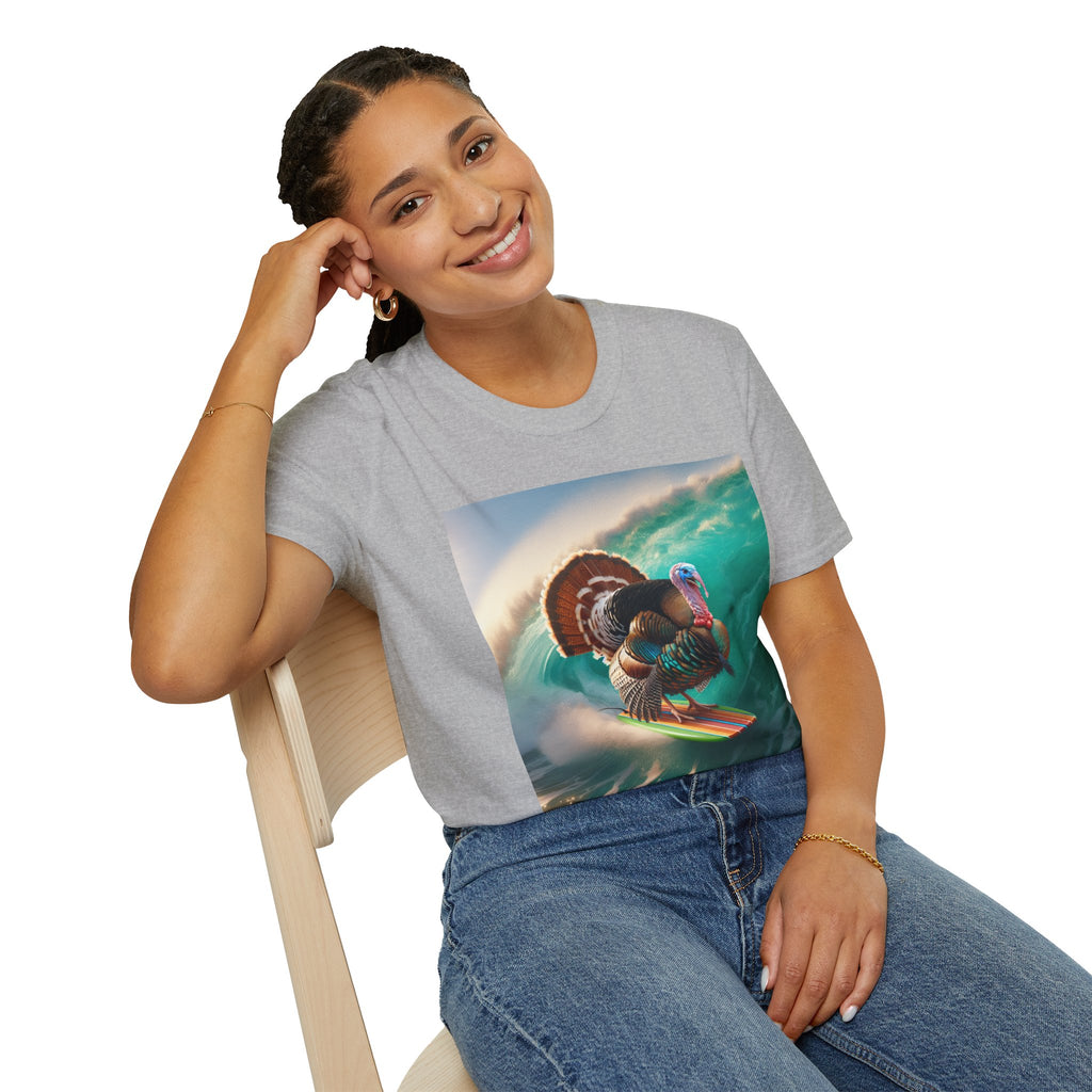 Majestic Surfing Turkey T-Shirt – Thanksgiving Wildlife Graphic Tee