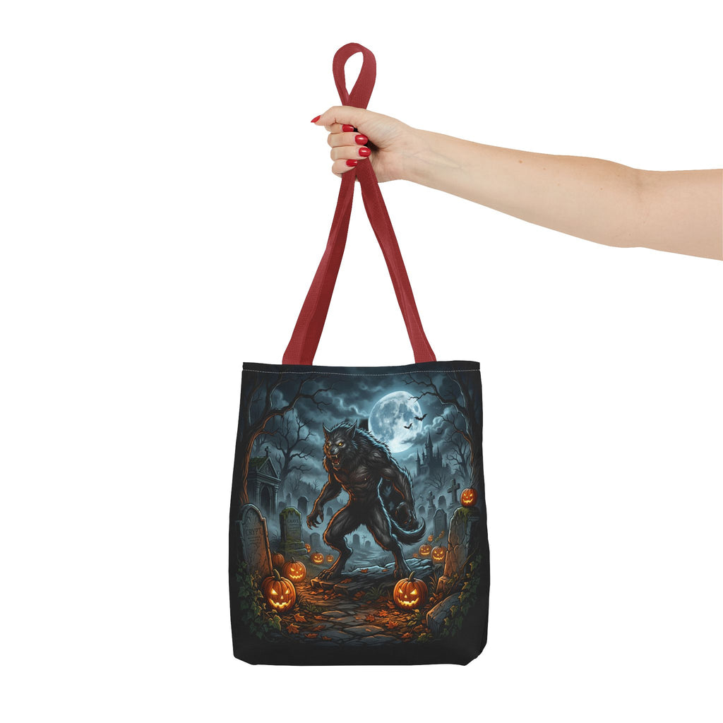 Halloween Werewolf Tote Bag – Spooky Graveyard Pumpkin Night Market Tote