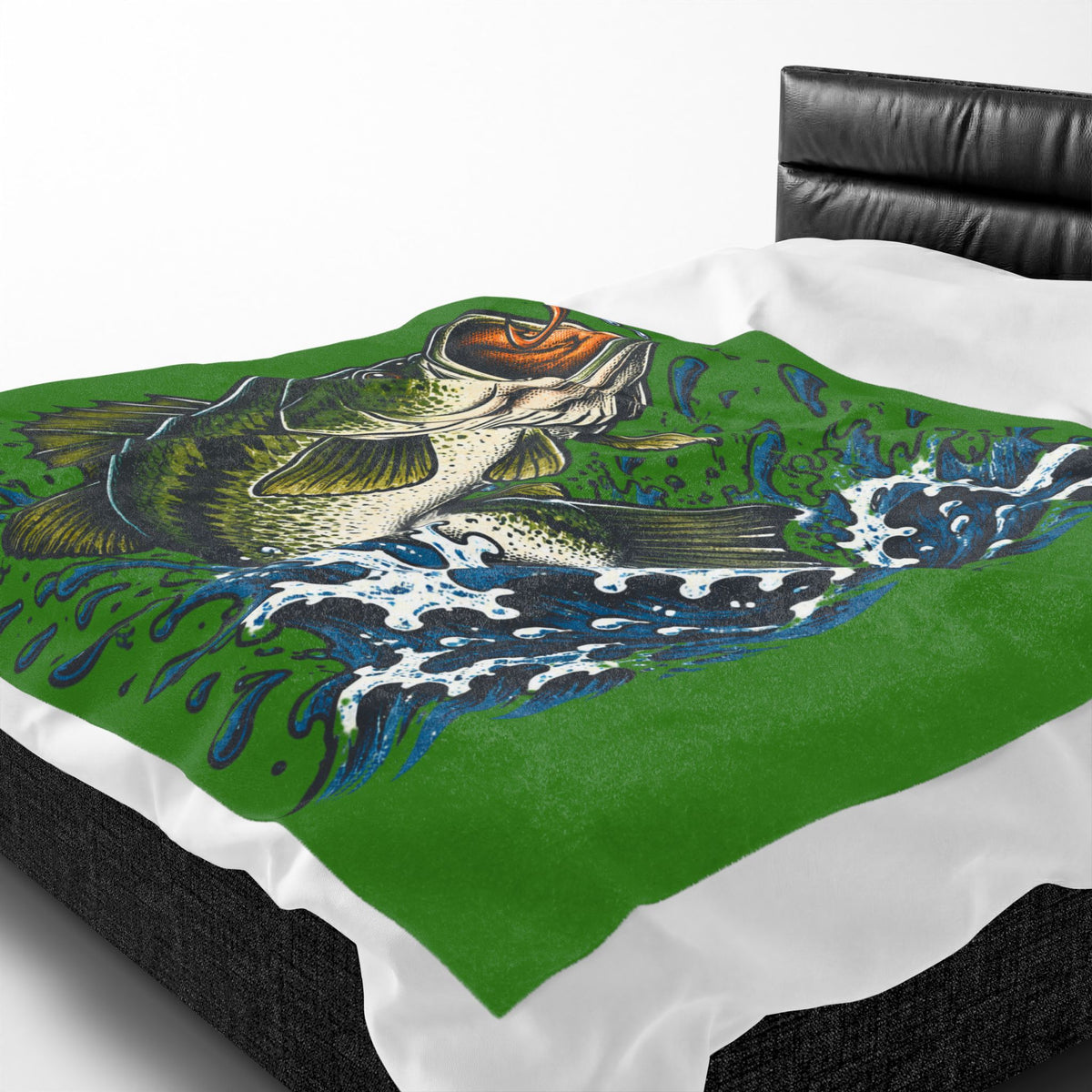 Largemouth Bass Fishing Velveteen Plush Blanket