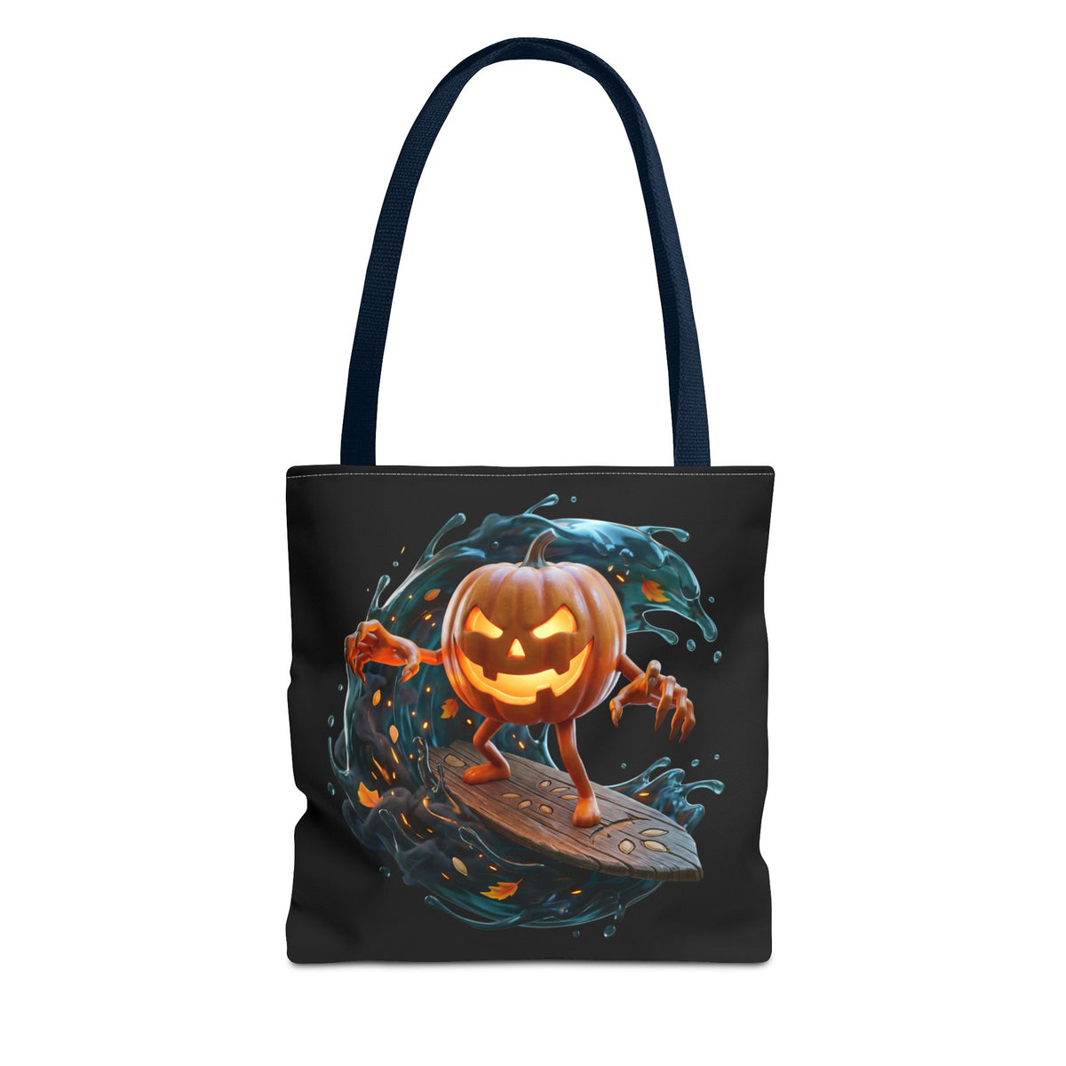 Halloween Pumpkin Surf Tote Bag — Spooky Jack-O'-Lantern Surfing Beach Tote
