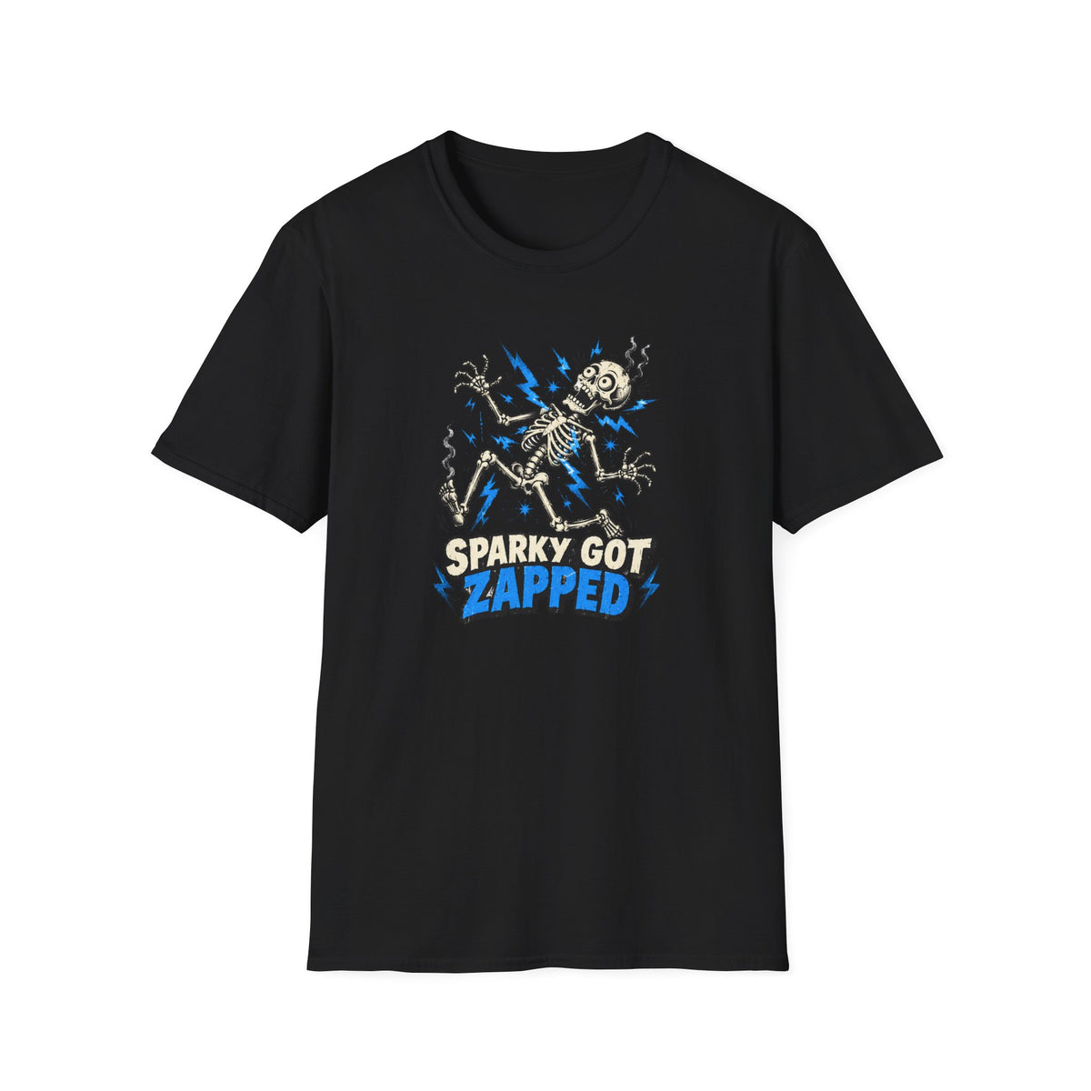 Sparky Got Zapped Skeleton Graphic T-Shirt