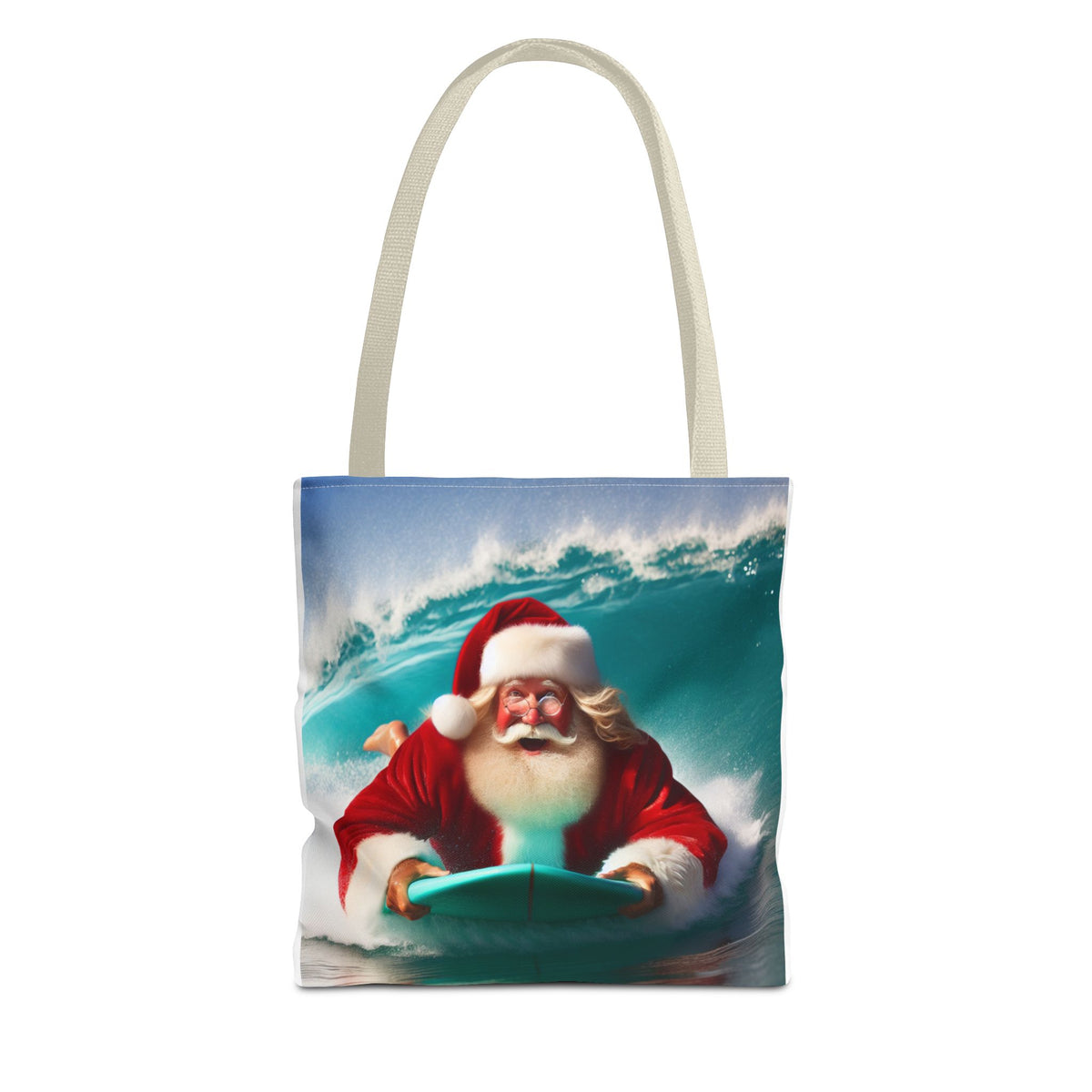 Christmas Surfing Santa Tote Bag – Festive Beach Holiday Shopper