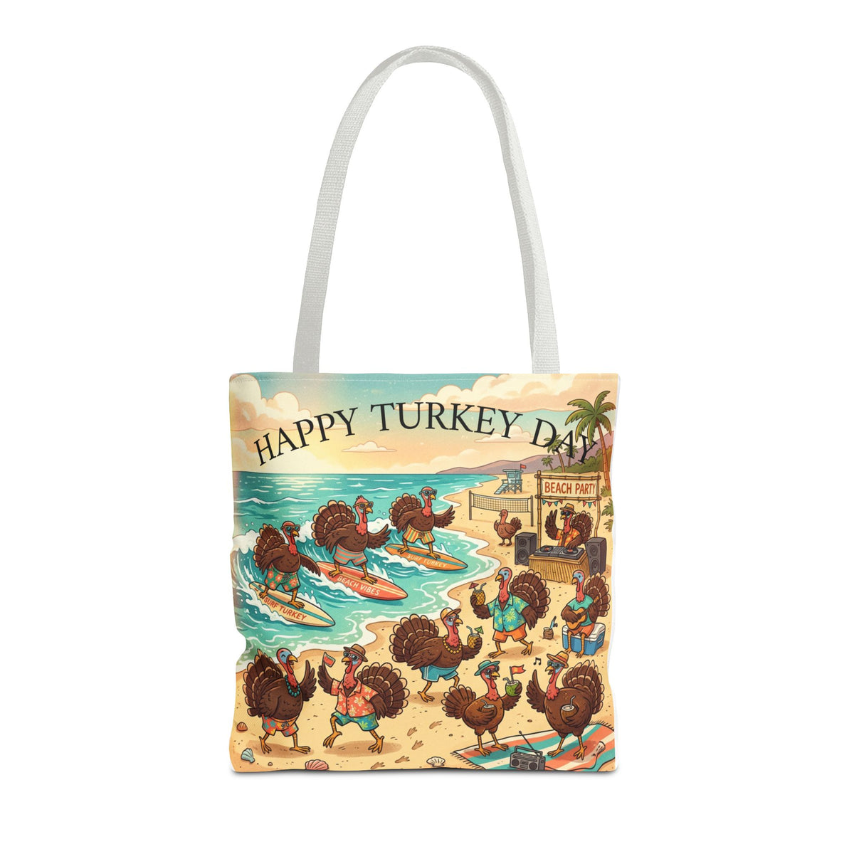 Turkeys Beach Tote Bag – Funny Thanksgiving Summer Beach Tote