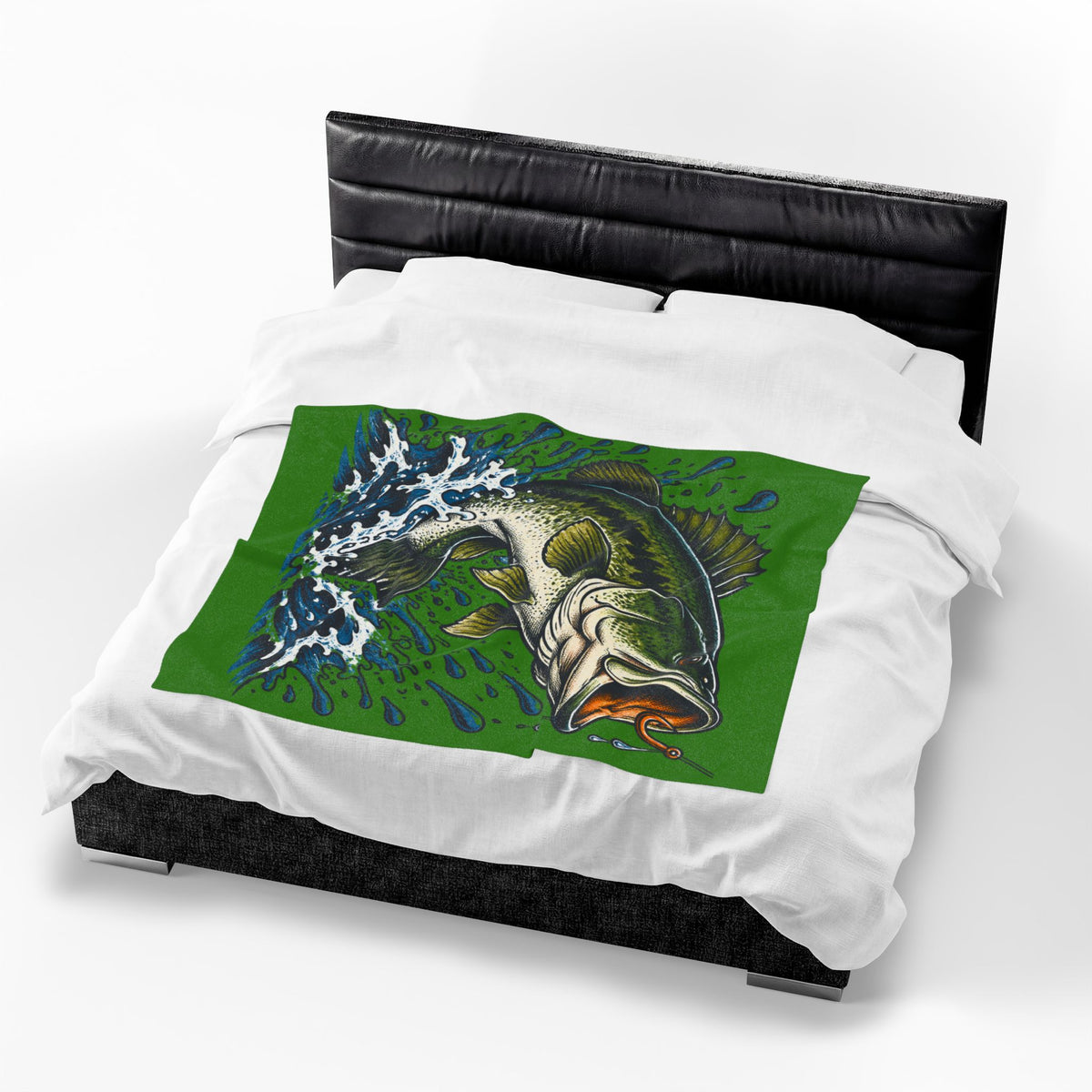 Largemouth Bass Fishing Velveteen Plush Blanket