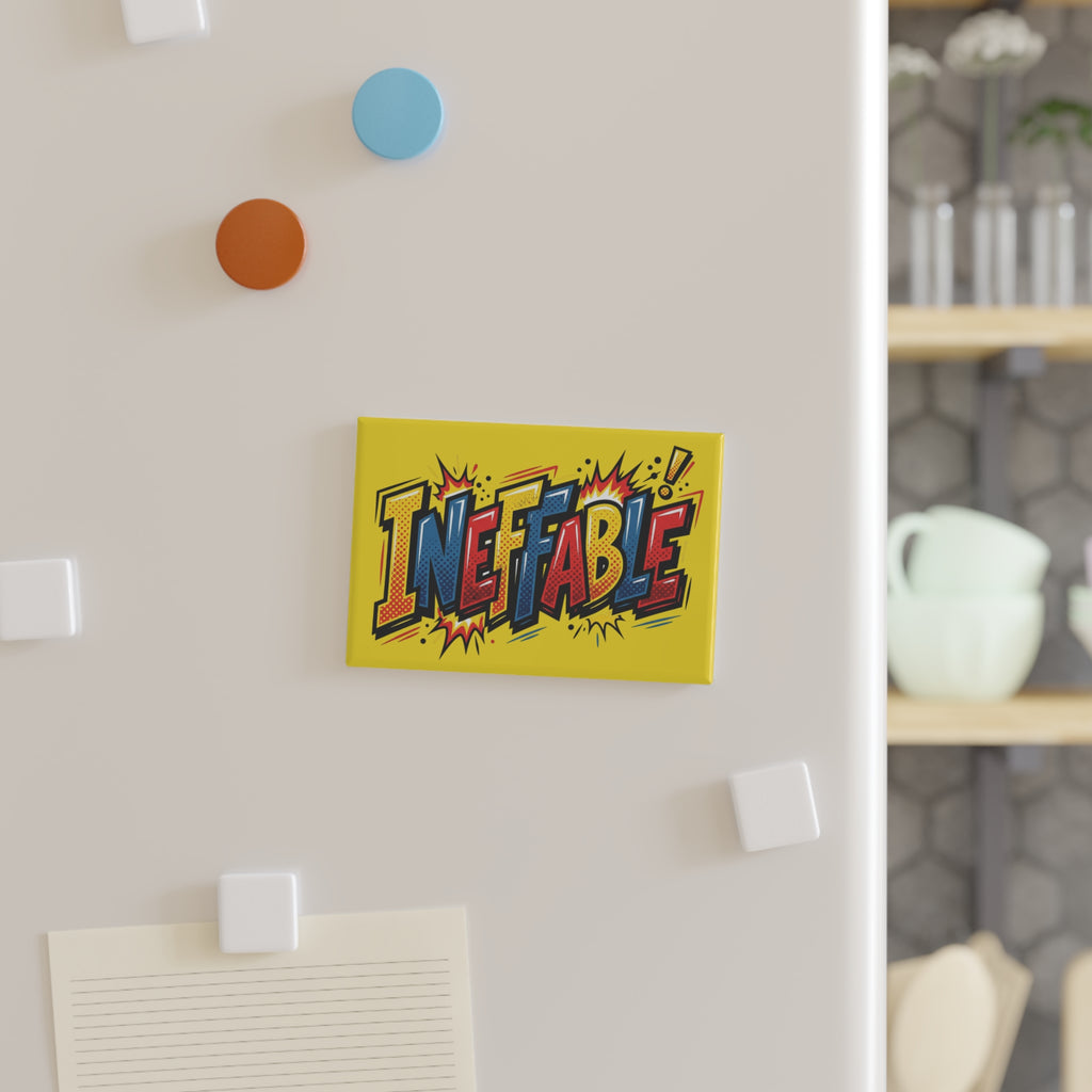 Ineffable Comic Pop Art Rectangle Magnet — Bold Yellow Fridge Magnet