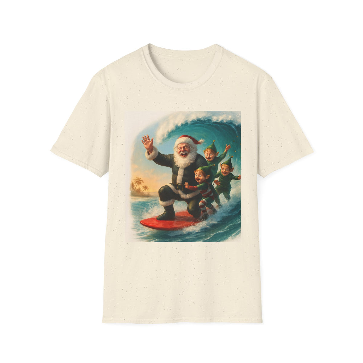 Santa Surfing T-Shirt — Retro Christmas Surfing Santa Tee