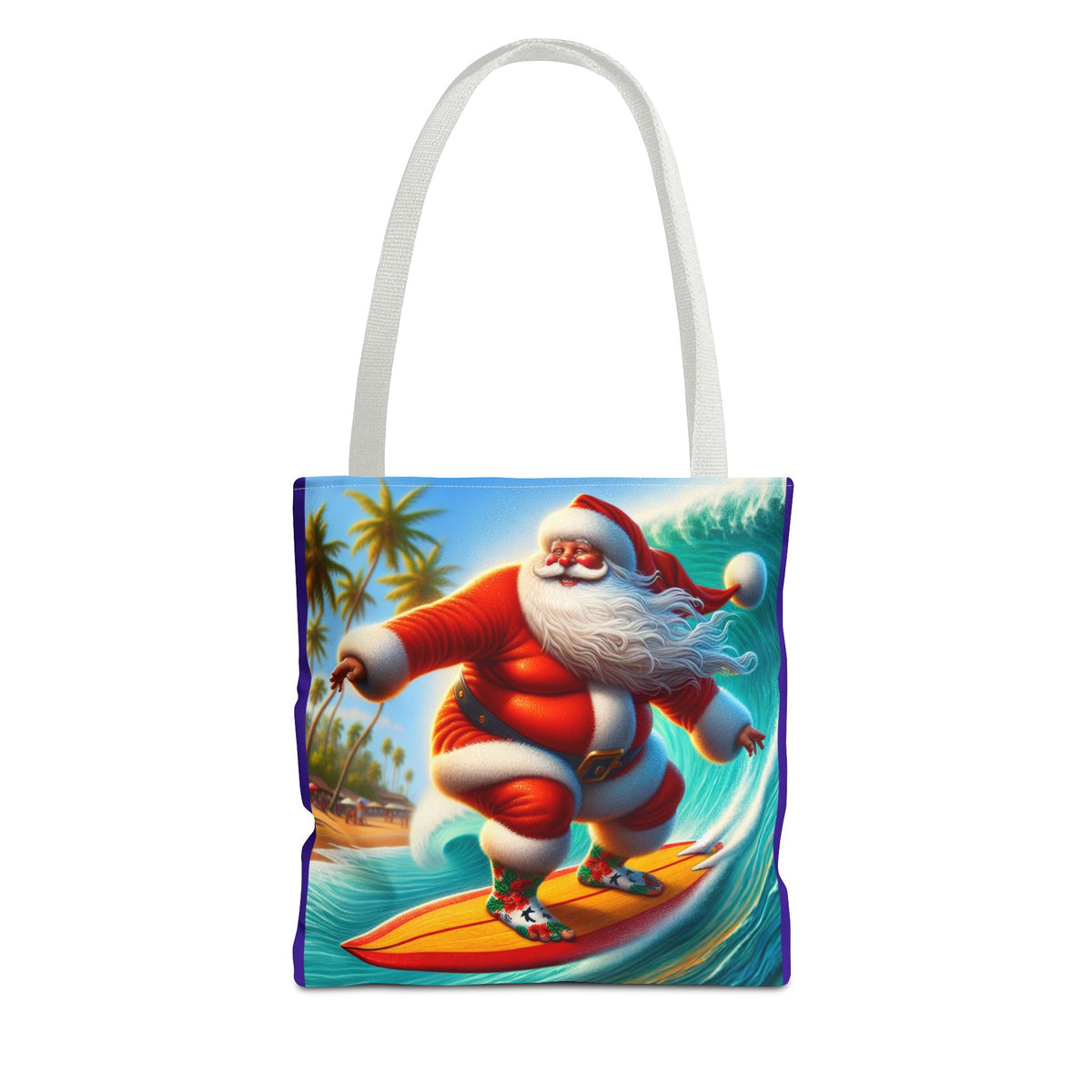 Surfing Santa Tote Bag — Tropical Christmas Beach Holiday Tote