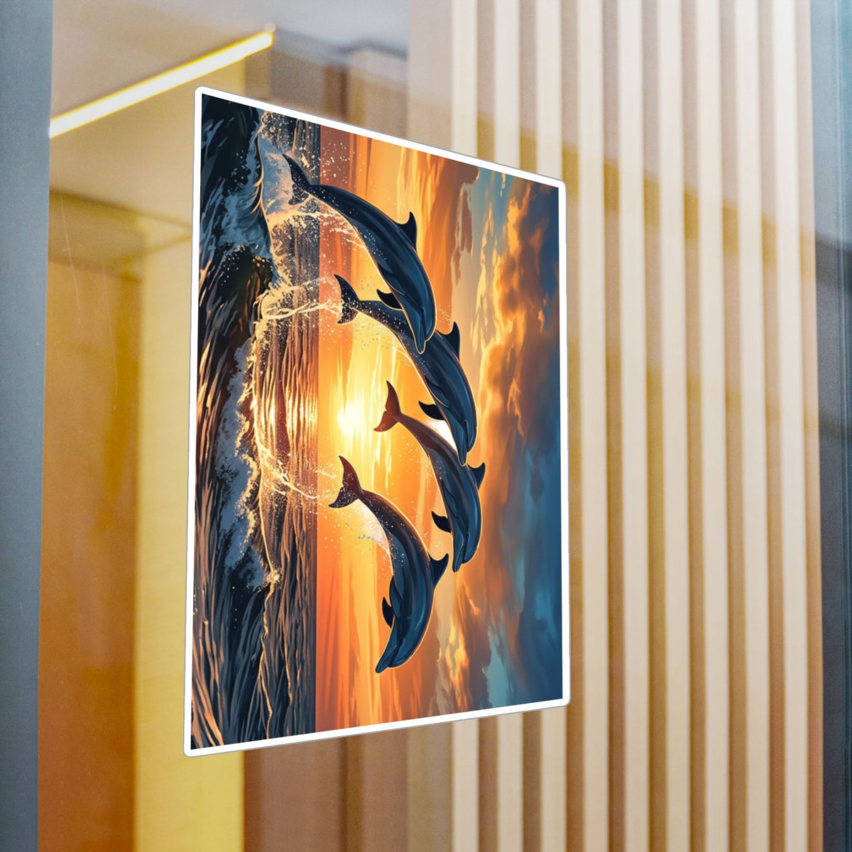 Dolphin Sunset Kiss-Cut Vinyl Decal