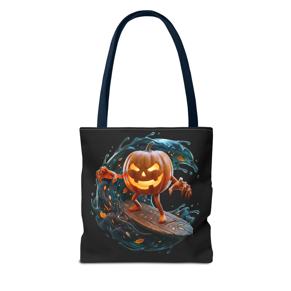Halloween Pumpkin Surf Tote Bag — Spooky Jack-O'-Lantern Surfing Beach Tote