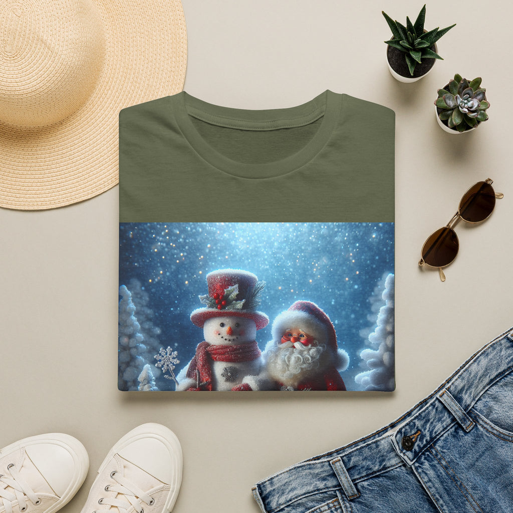 Christmas Santa & Snowman T-Shirt — Holiday Winter Scene Tee
