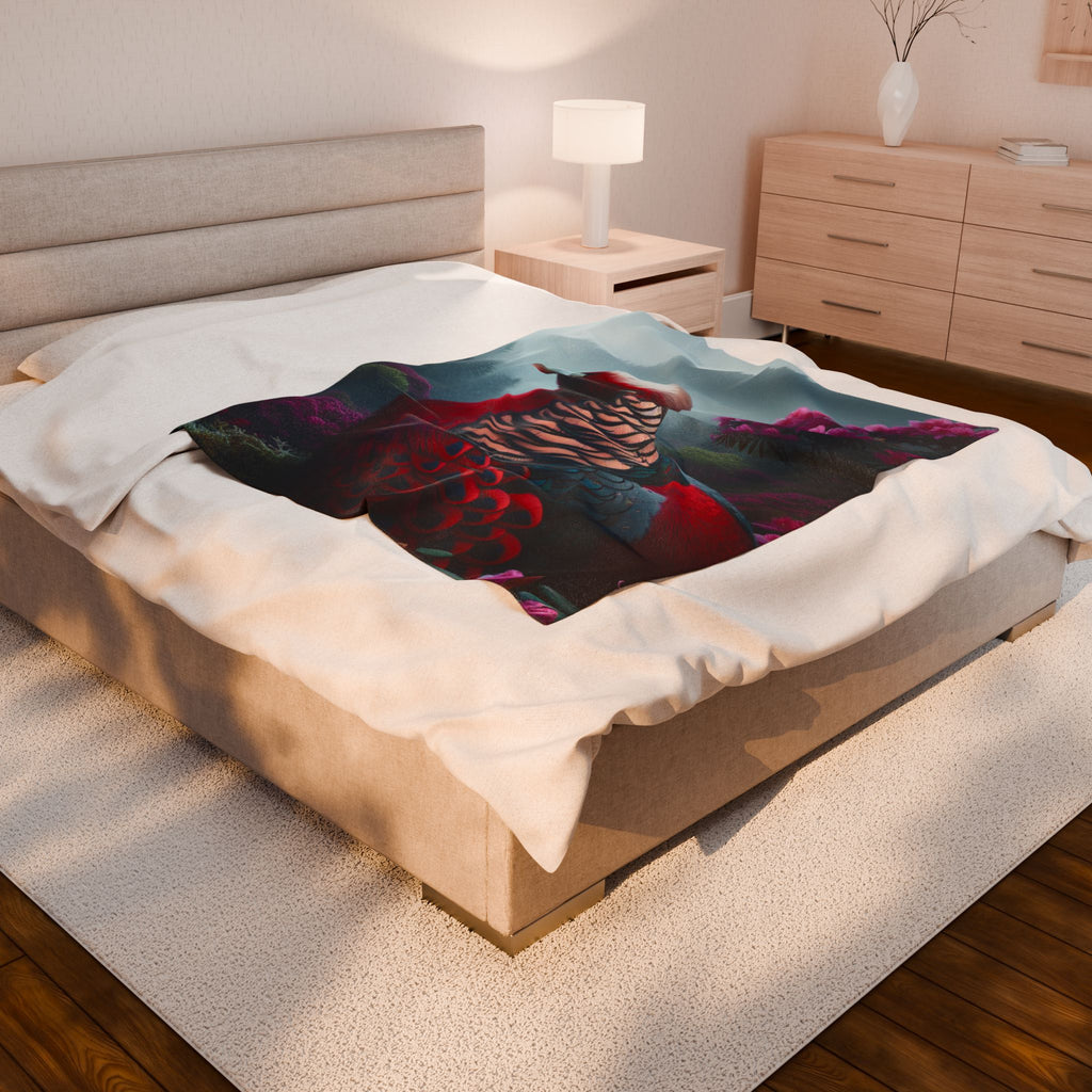 Velveteen Plush Blanket - Colorful Bird 2