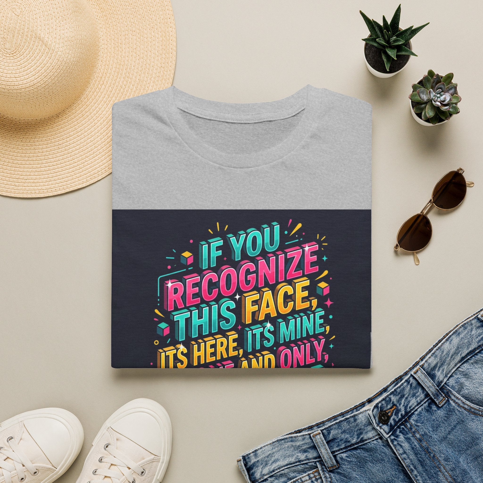 T-Shirt — “If You Recognize This Face It’s Mine” Funny Graphic Tee