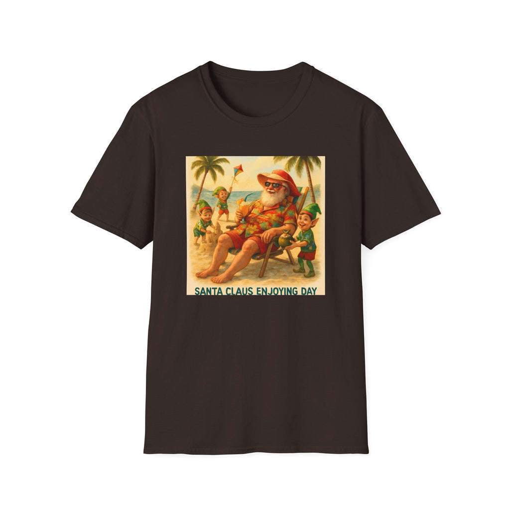 Santa Claus Enjoying Day T-Shirt – Retro Beach Holiday Tee