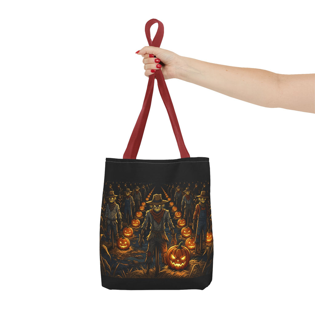 Halloween Scarecrow Parade Tote Bag – Spooky Pumpkin Field All-Over Print Tote