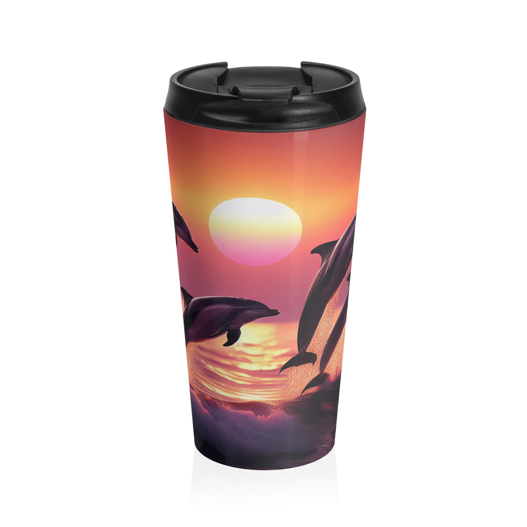 Dolphins Stainless Steel Travel Mug (15oz)
