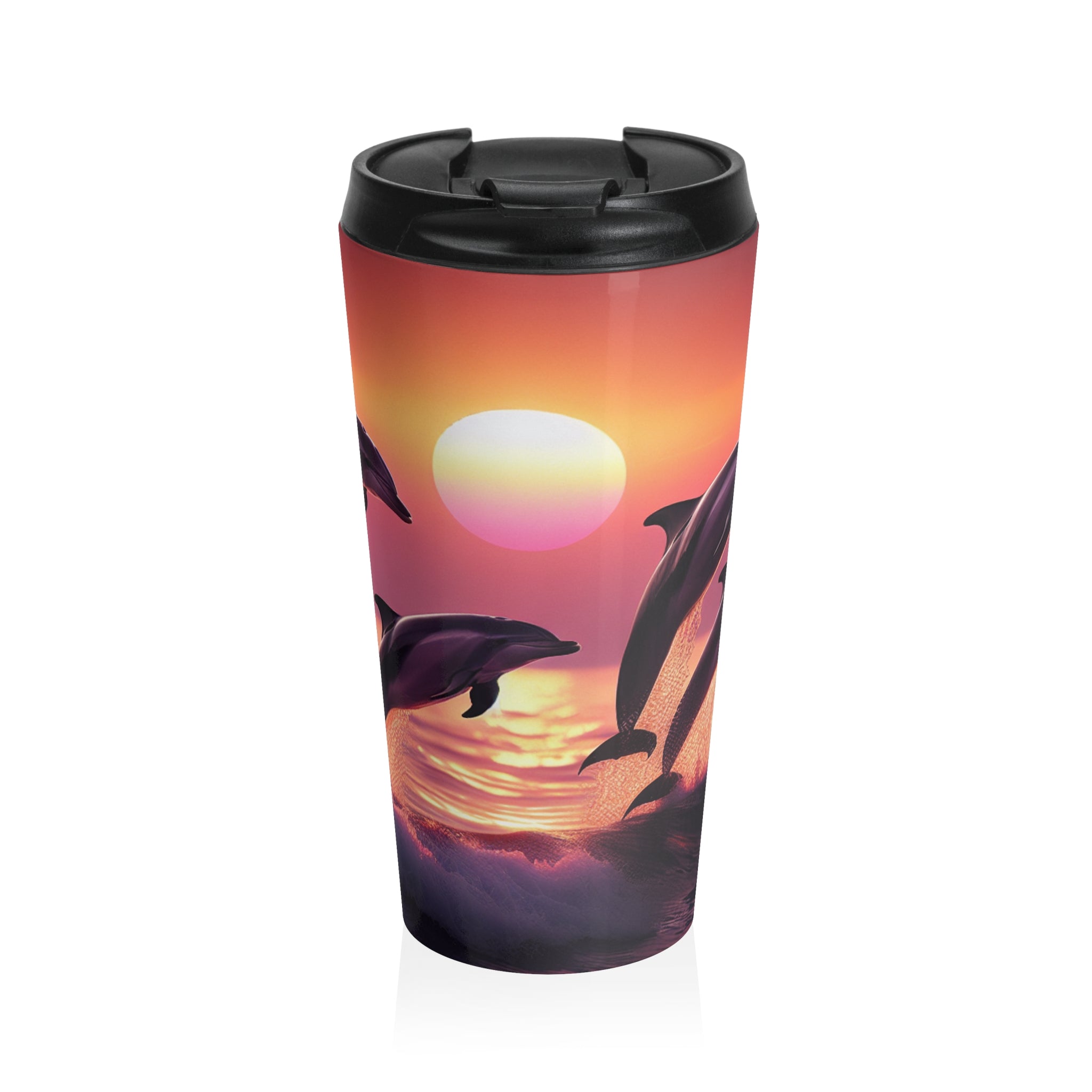 Dolphins Stainless Steel Travel Mug (15oz)