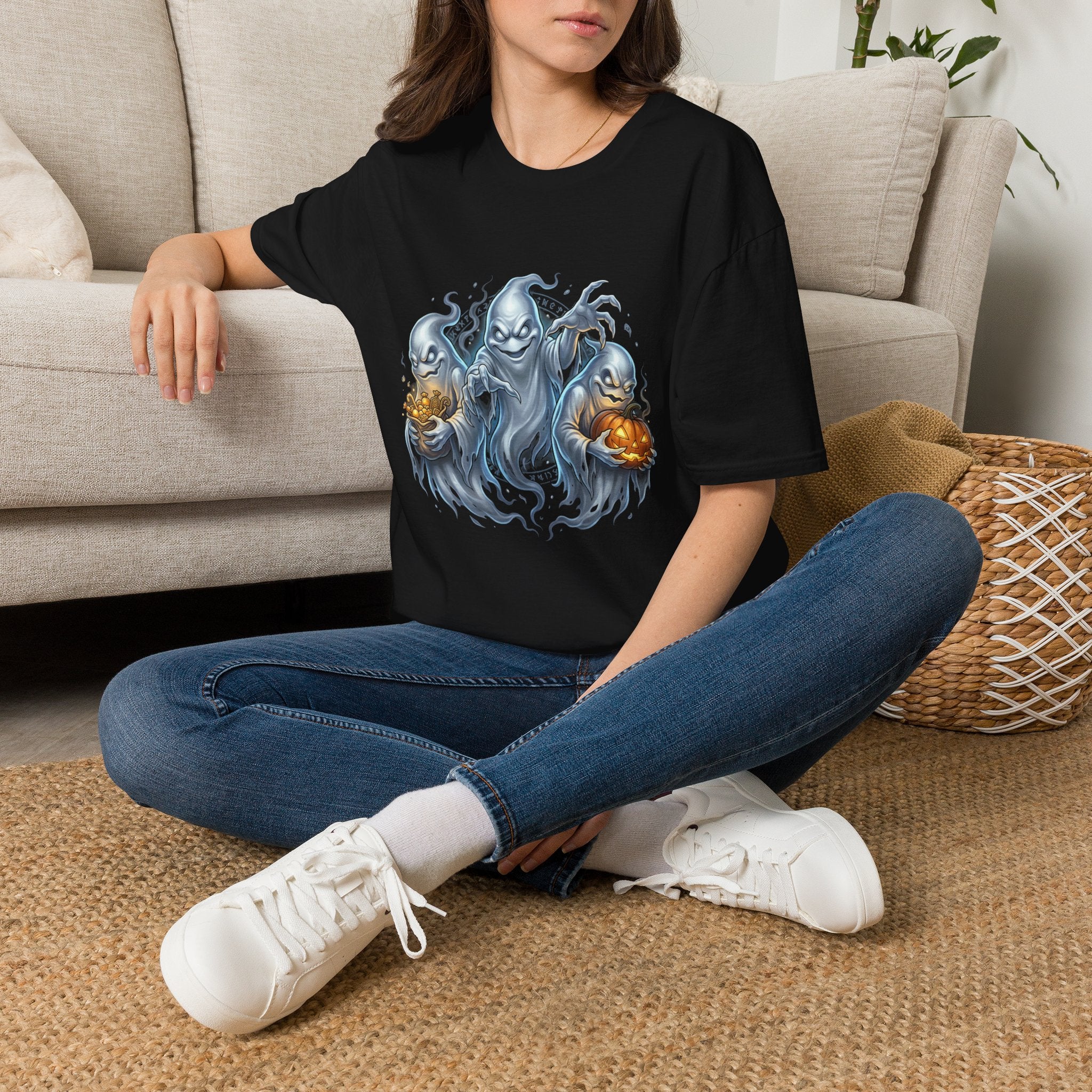Three Menacing Ghosts Halloween Unisex Softstyle T-Shirt