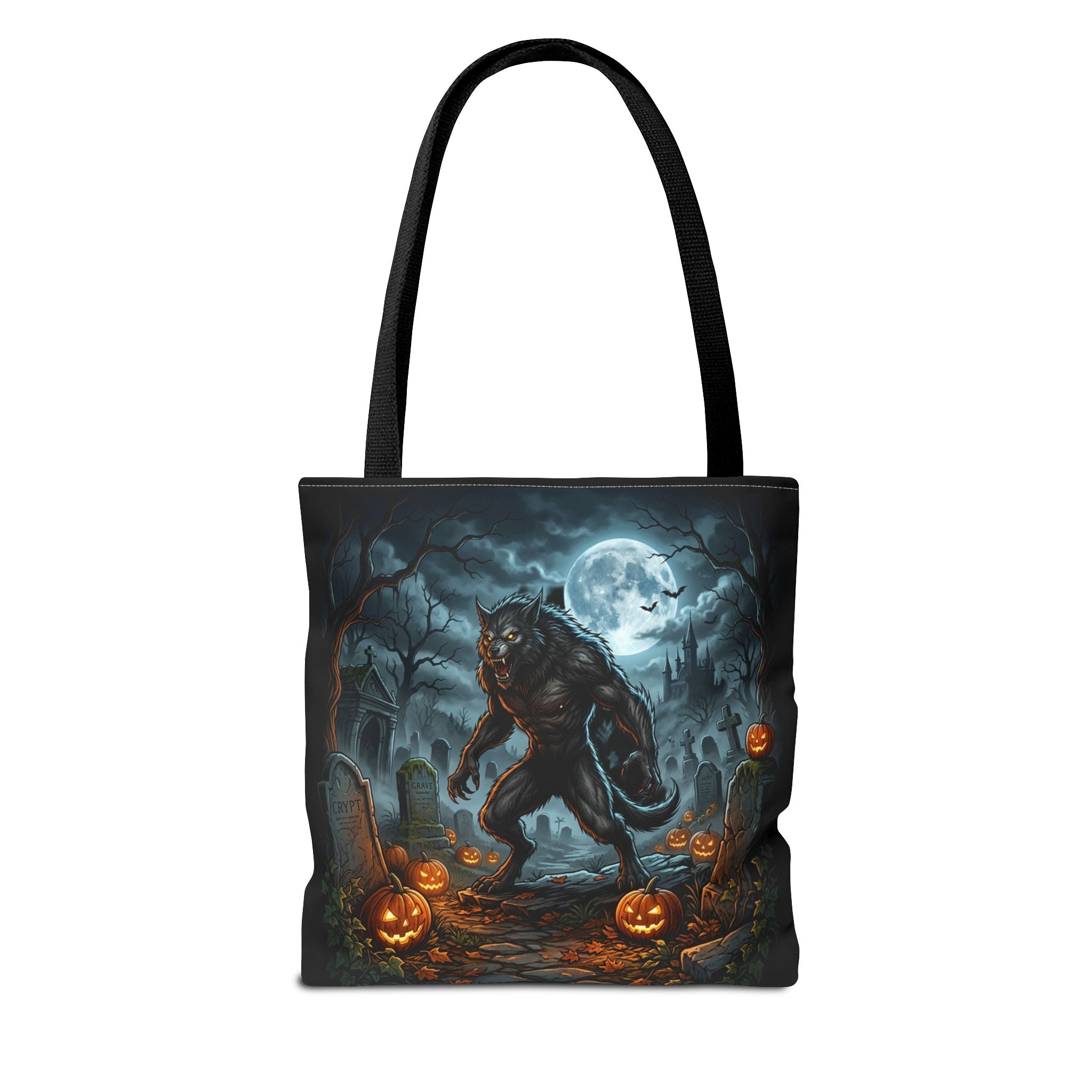 Halloween Werewolf Tote Bag – Spooky Graveyard Pumpkin Night Market Tote