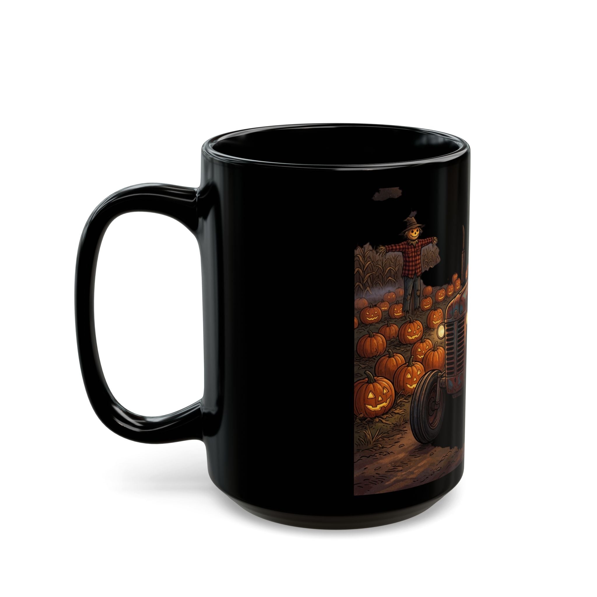 Halloween Skeleton Tractor Mug — Pumpkin Patch Spooky Coffee Cup (11oz/15oz)