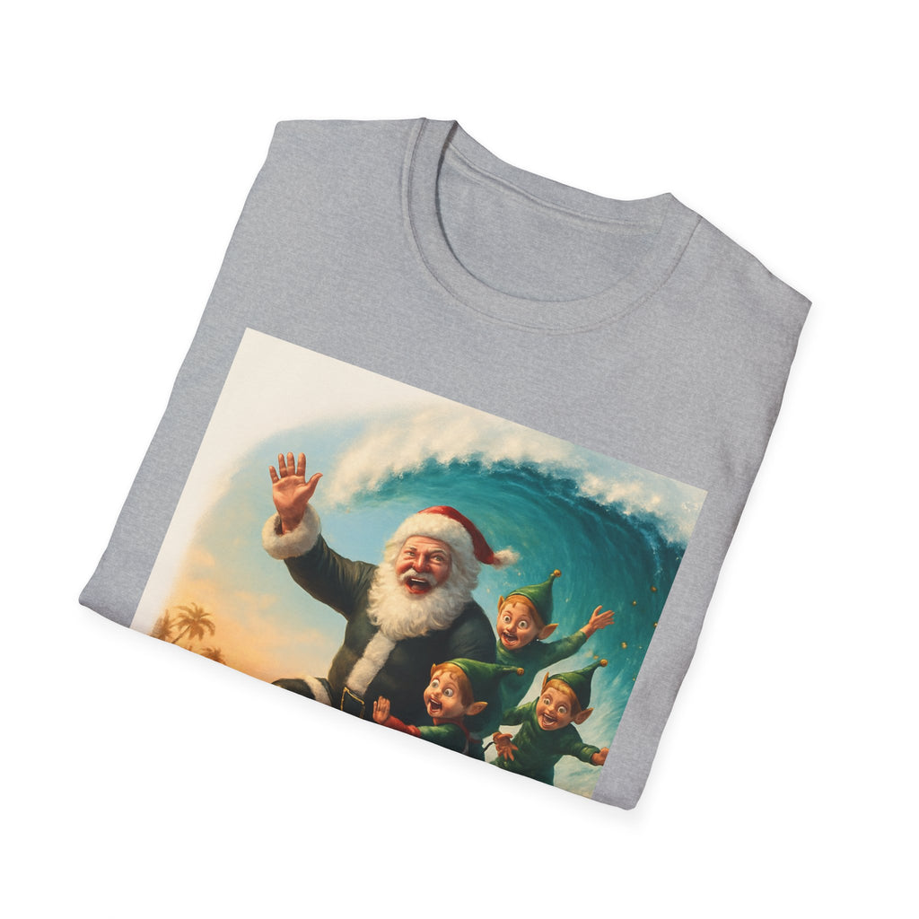 Santa Surfing T-Shirt — Retro Christmas Surfing Santa Tee