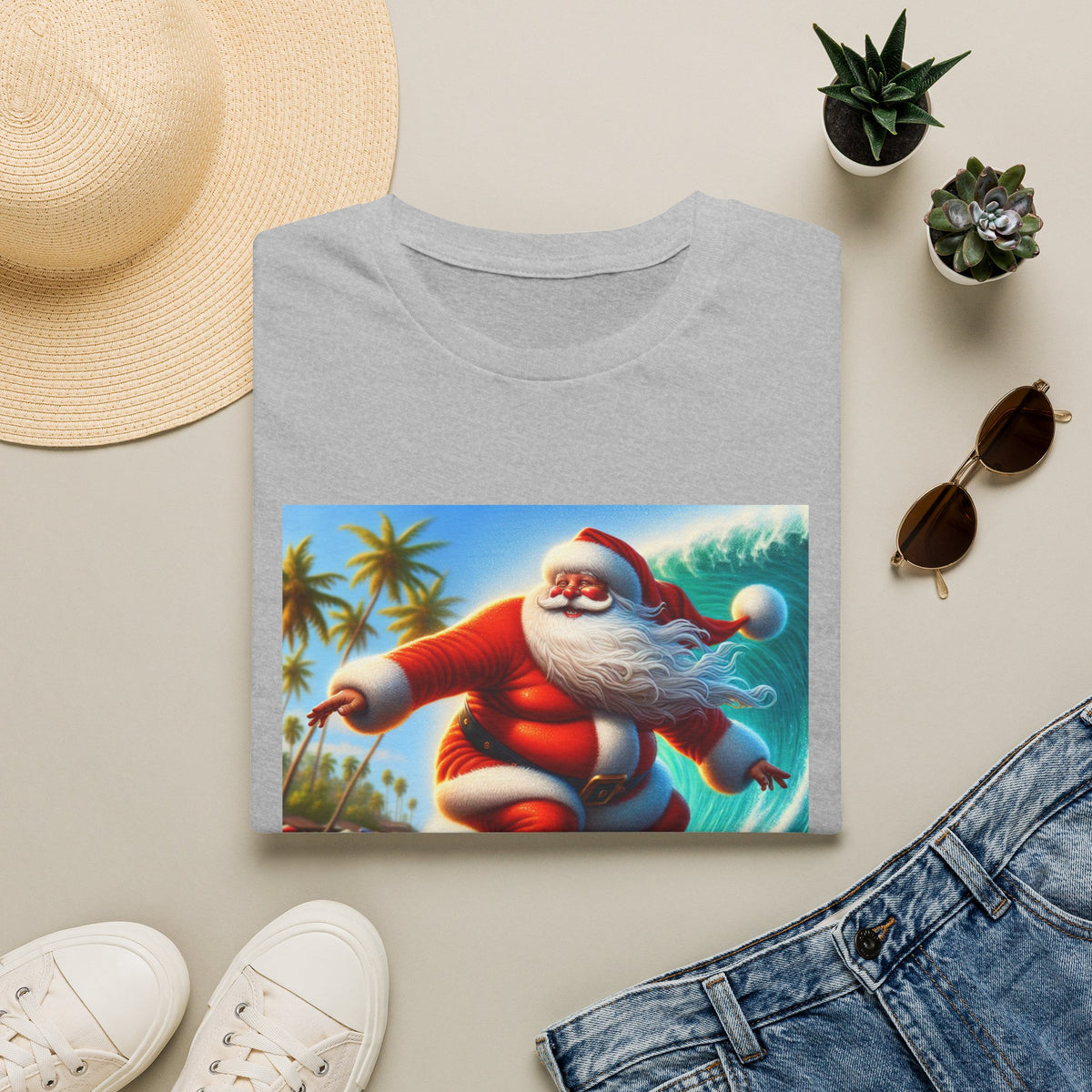 Surfing Santa Christmas T-Shirt