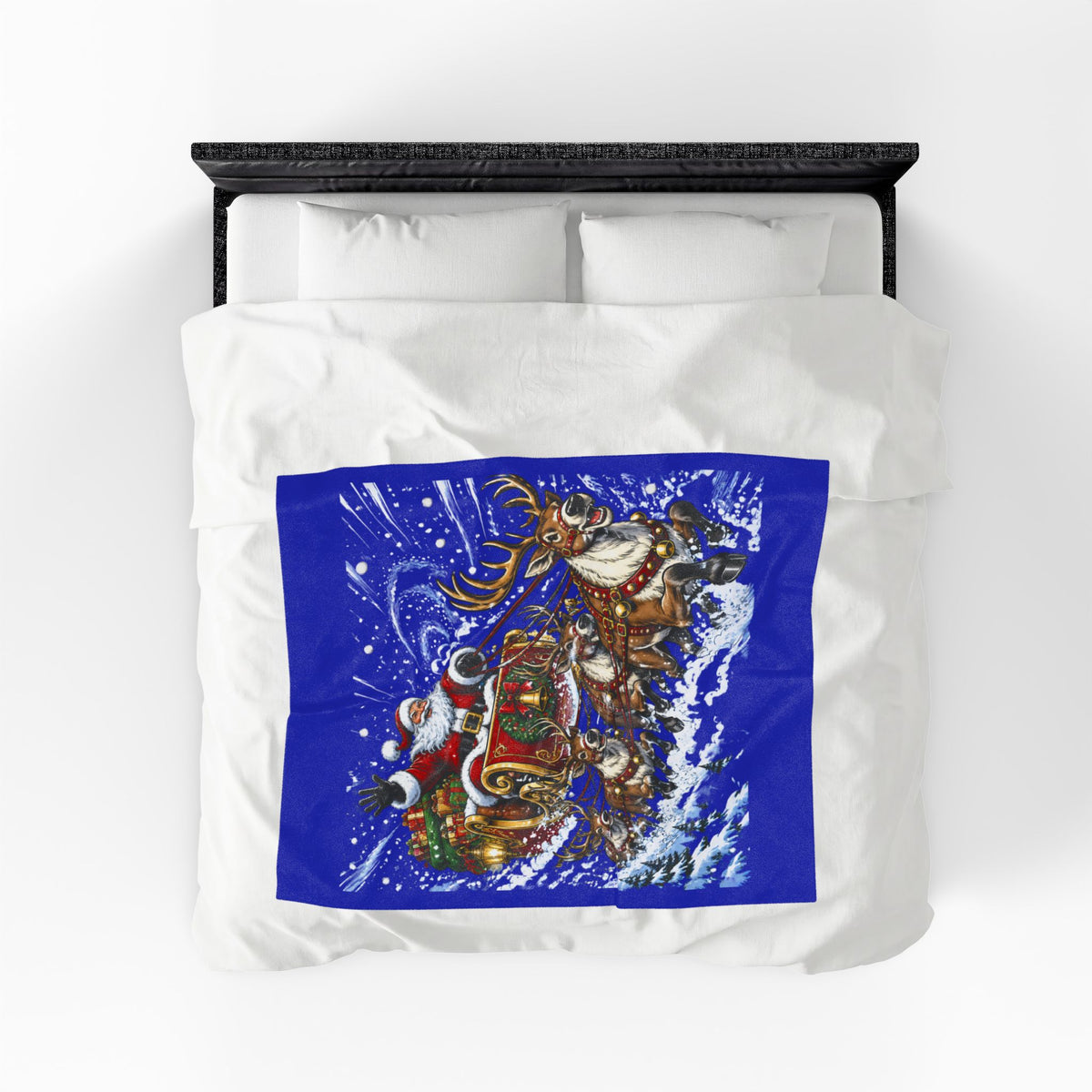 Santa’s Sleigh Christmas Velveteen Plush Blanket