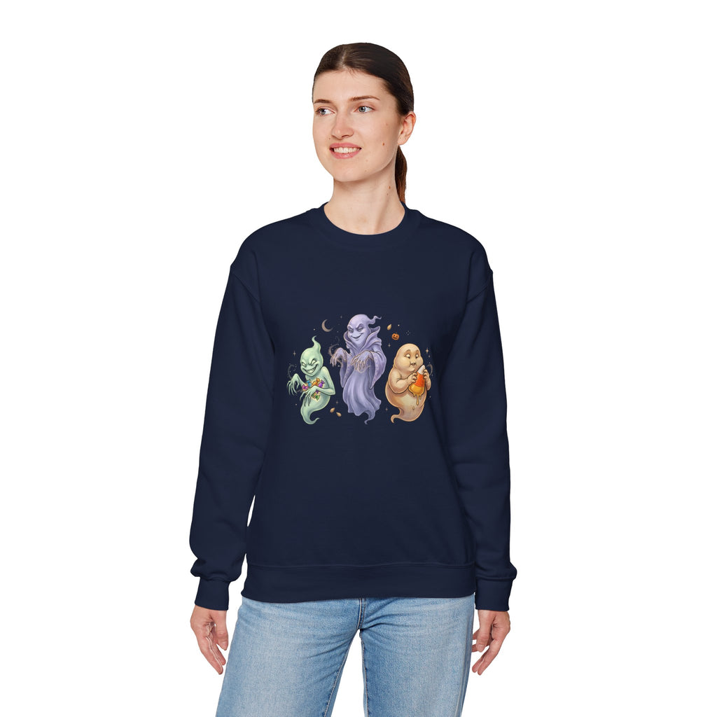 Three Quirky Ghosts Halloween Unisex Heavy Blend Crewneck Sweatshirt