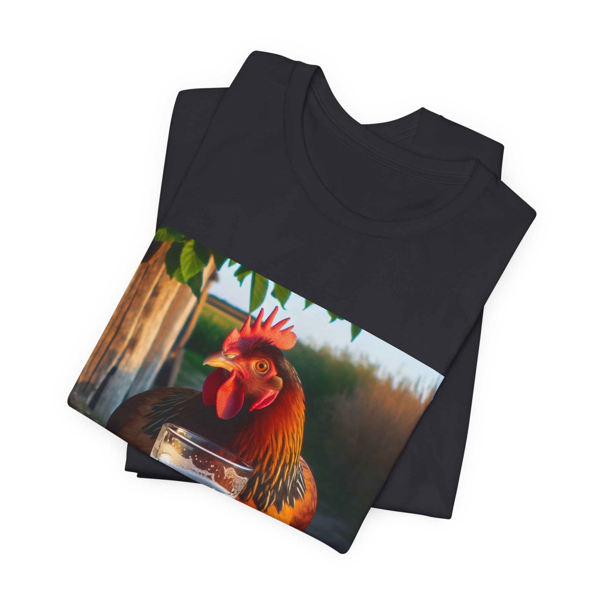 Funny Rooster with Beer Graphic Unisex T-Shirt