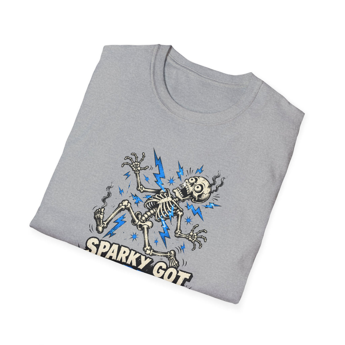 Sparky Got Zapped Skeleton Graphic T-Shirt