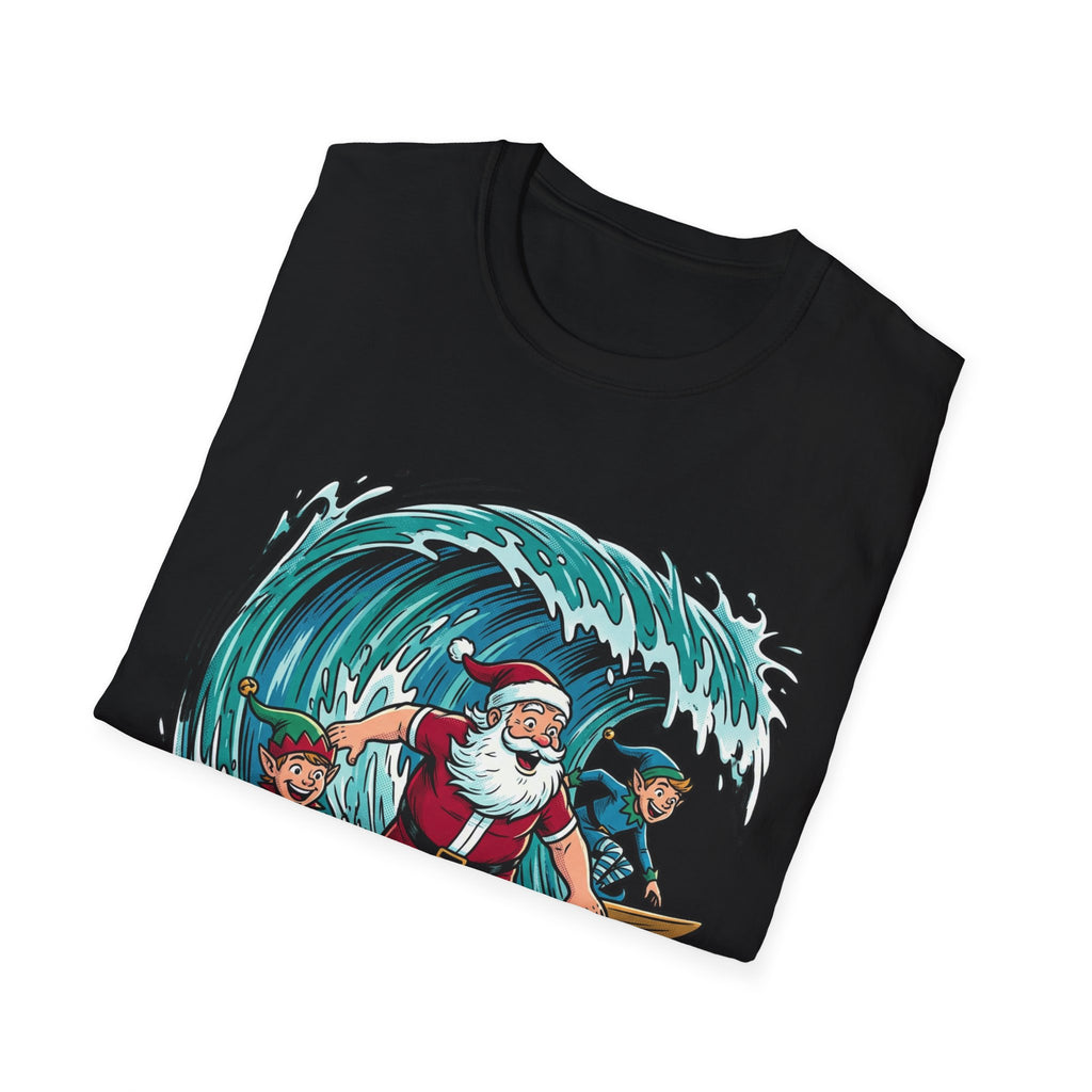 Surfing Santa T-Shirt — Christmas Beach Holiday Tee