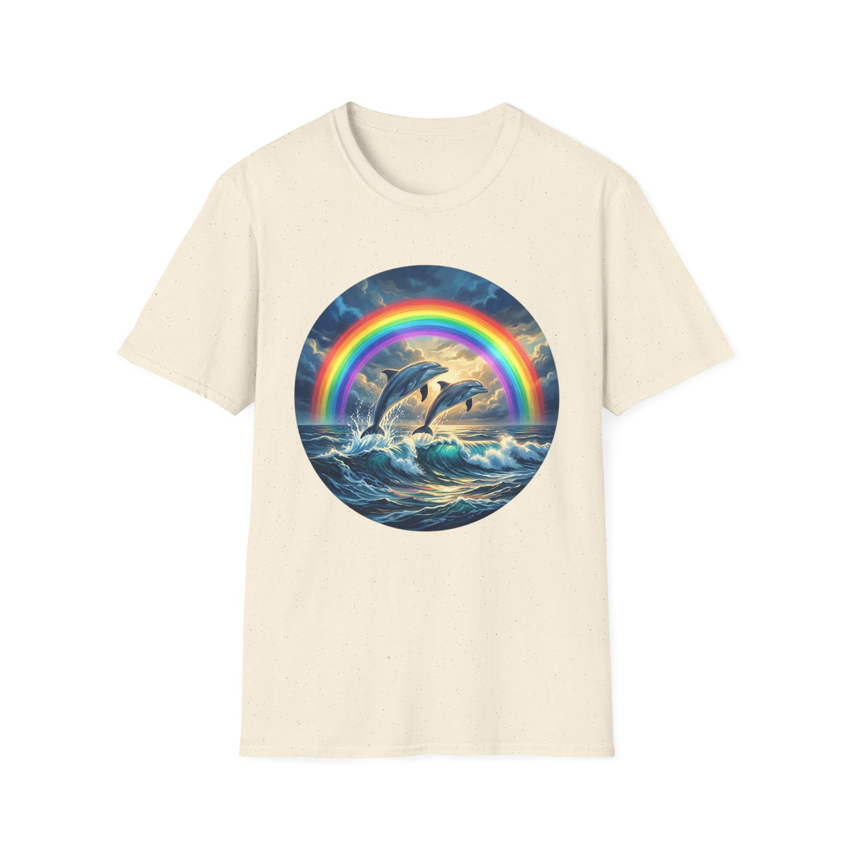 Dolphin Rainbow Wave T-Shirt — Ocean Sunset Graphic Tee