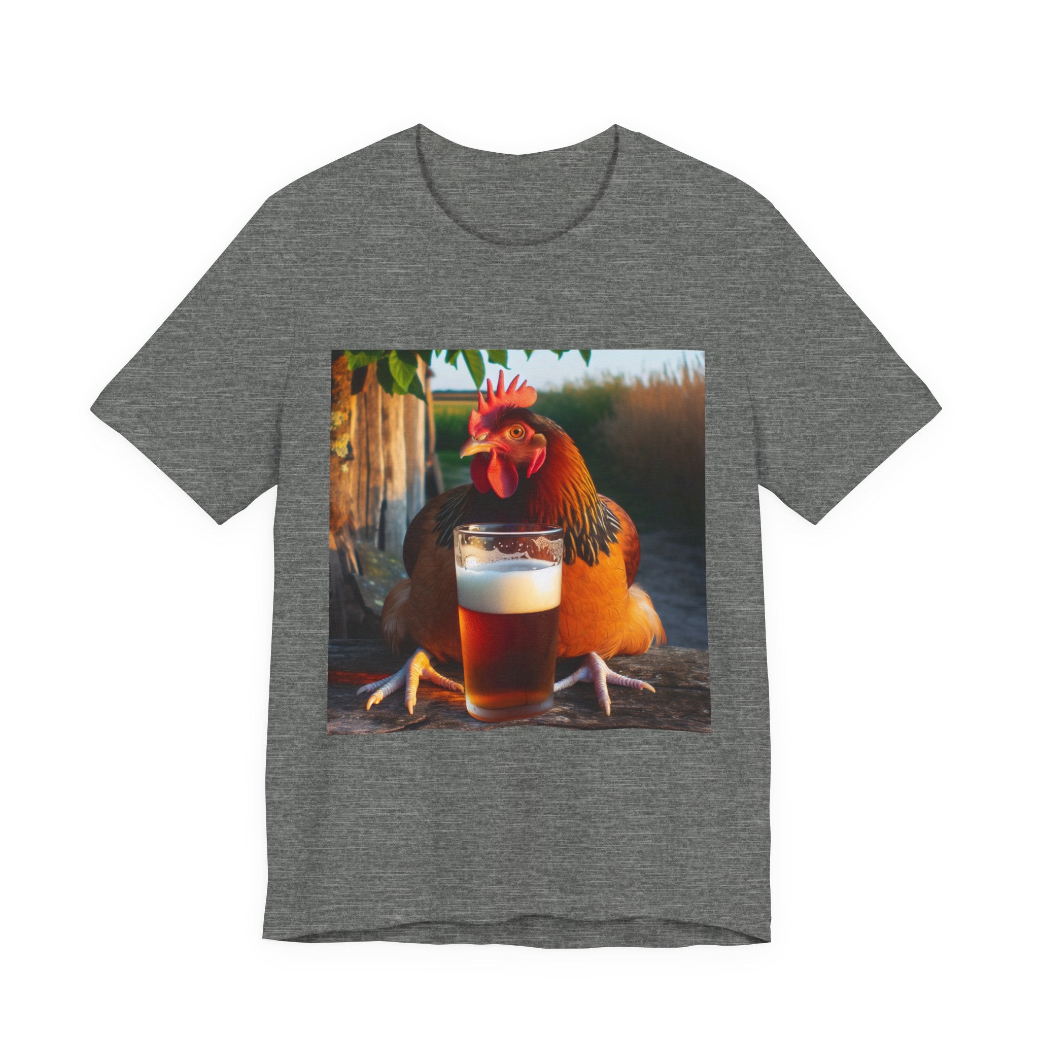 Funny Rooster with Beer Graphic Unisex T-Shirt