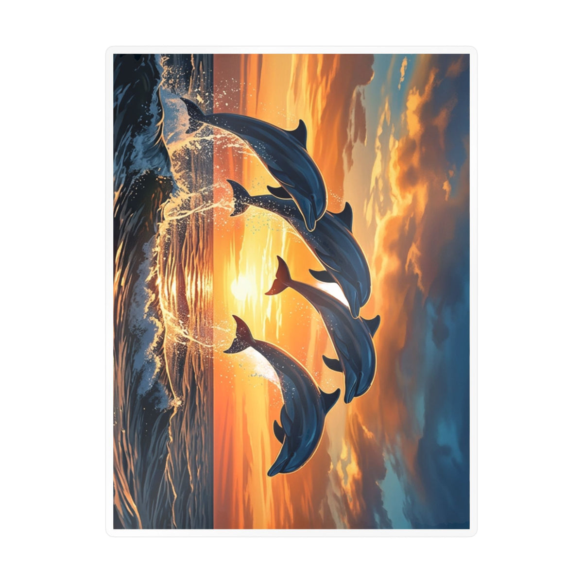 Dolphin Sunset Kiss-Cut Vinyl Decal