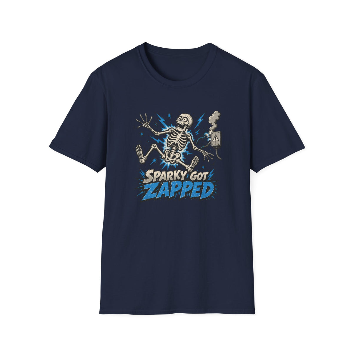 Sparky Got Zapped Skeleton Lightning T-Shirt
